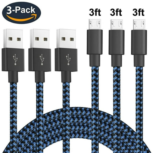 BLUELEC Micro USB Cable, 3Pack Standard 3FT Premium Nylon Braided Android Charger USB to Micro USB Charging Cable Samsung Charger Cord for Samsung Galaxy S7 Edge/S7/S6/S4/S3,Note 5/4/3-Red 3Pack 3FT 